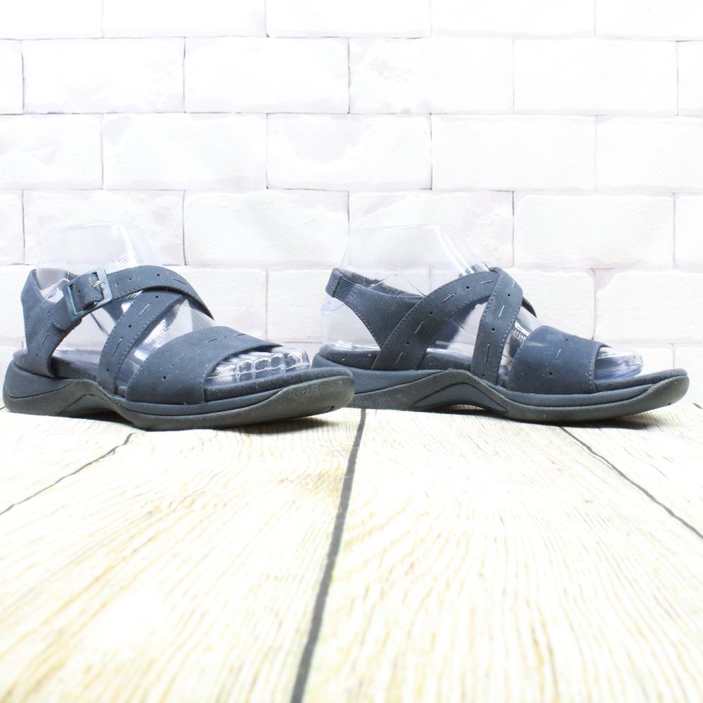 Clarks Springers Sun Lauren Navy Leather Ankle Strap Sandals Size 6.5 M - Picture 3 of 7